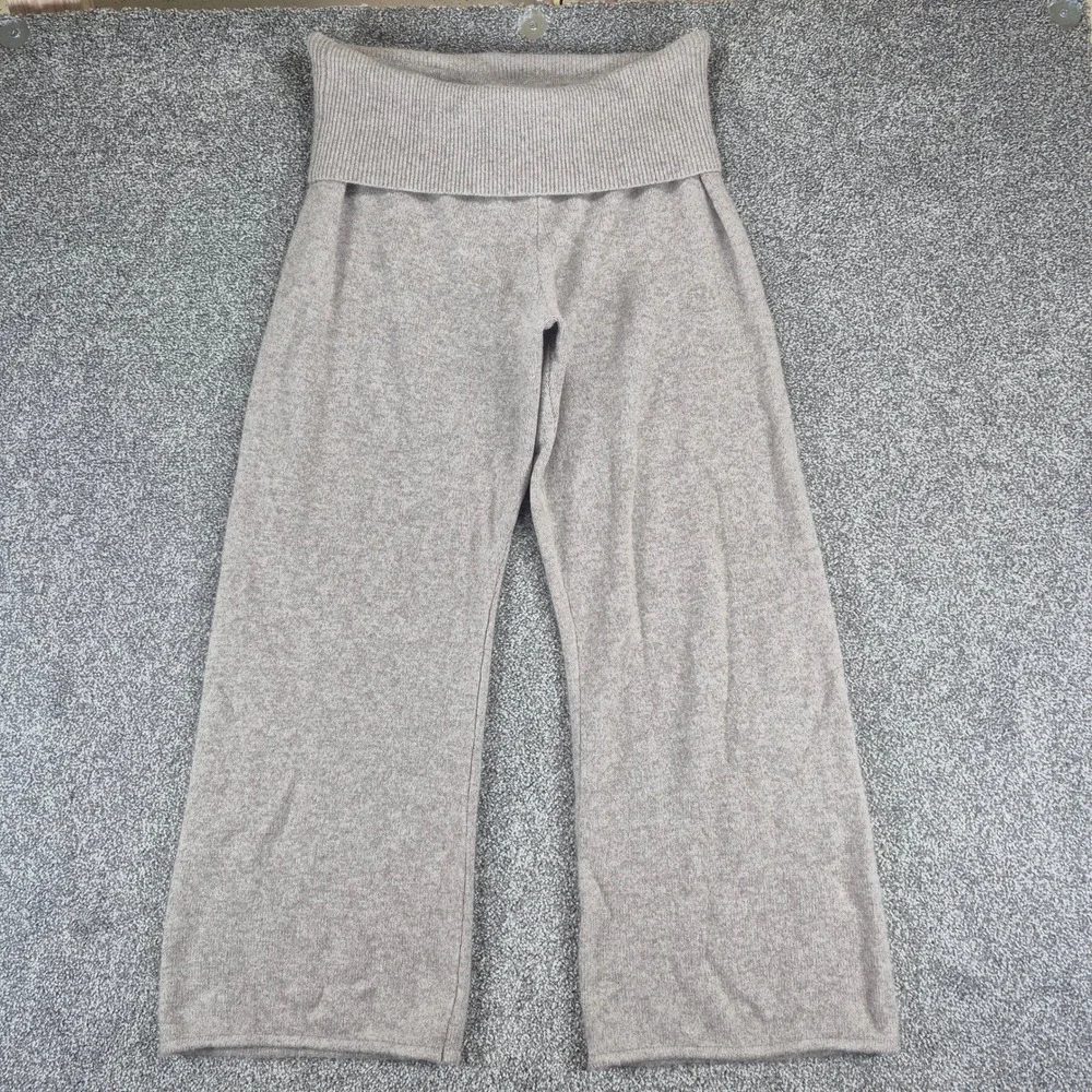 SKIMS Wool Cashmere Foldover Pants Womens Medium Taupe Wide Leg Cozy Lounge